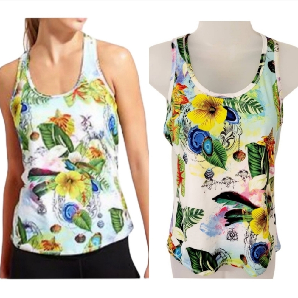 Athleta Artsy Watercolor Floral-Print Active Tank Top RARE XS